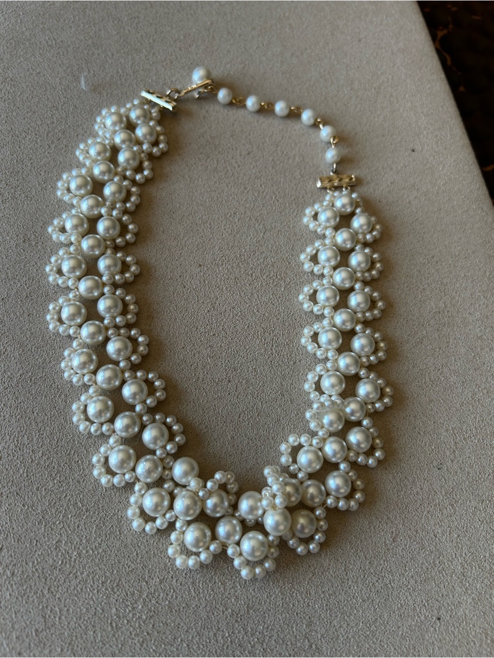 Monet Pearl Cluster Floral Necklace - White